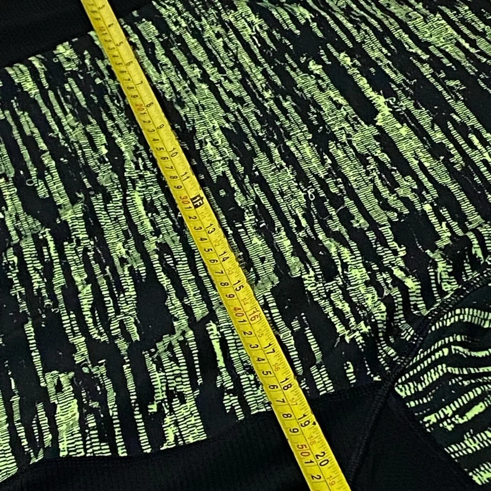 Nike Men Pro Combat Fitted Neon Green and‎ Black Dri-FIT Training Top Size L